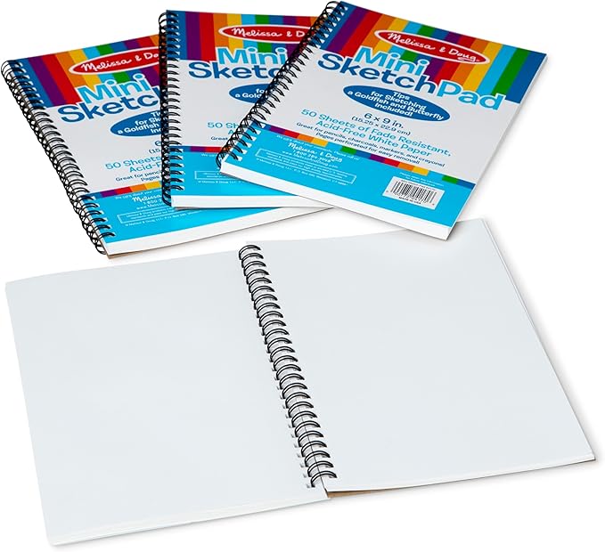 Melissa & Doug Mini-Sketch Spiral-Bound Pad (6 x 9 inches) - 4-Pack