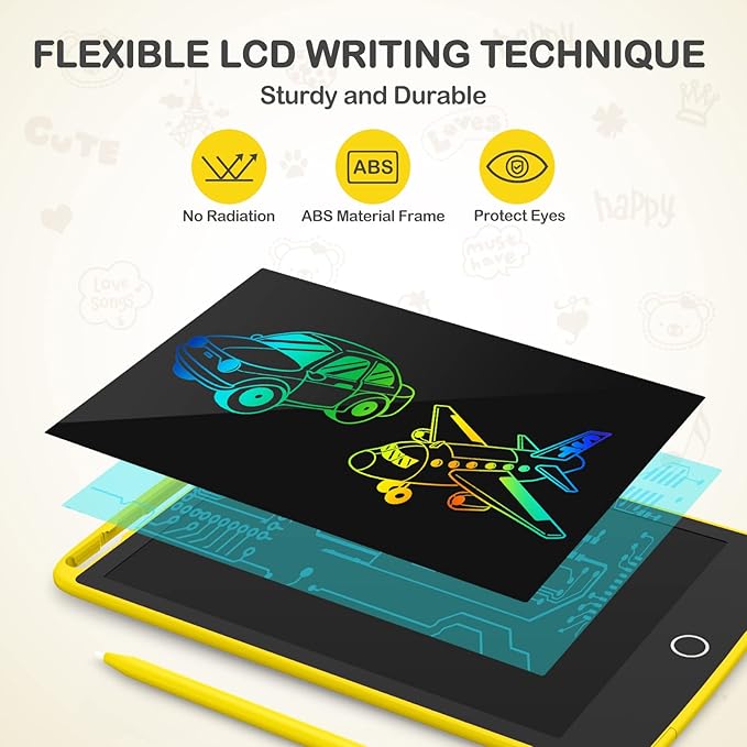 2 Pack LCD Writing Tablet, Colorful Screen Doodle Board 8.5 Inch Drawing Tablet for Kids, Learning Toys Birthday Gifts Travel Activity Games for 3 4 5 6 Year Old Boys and Girls Toddlers（Yellow Green）
