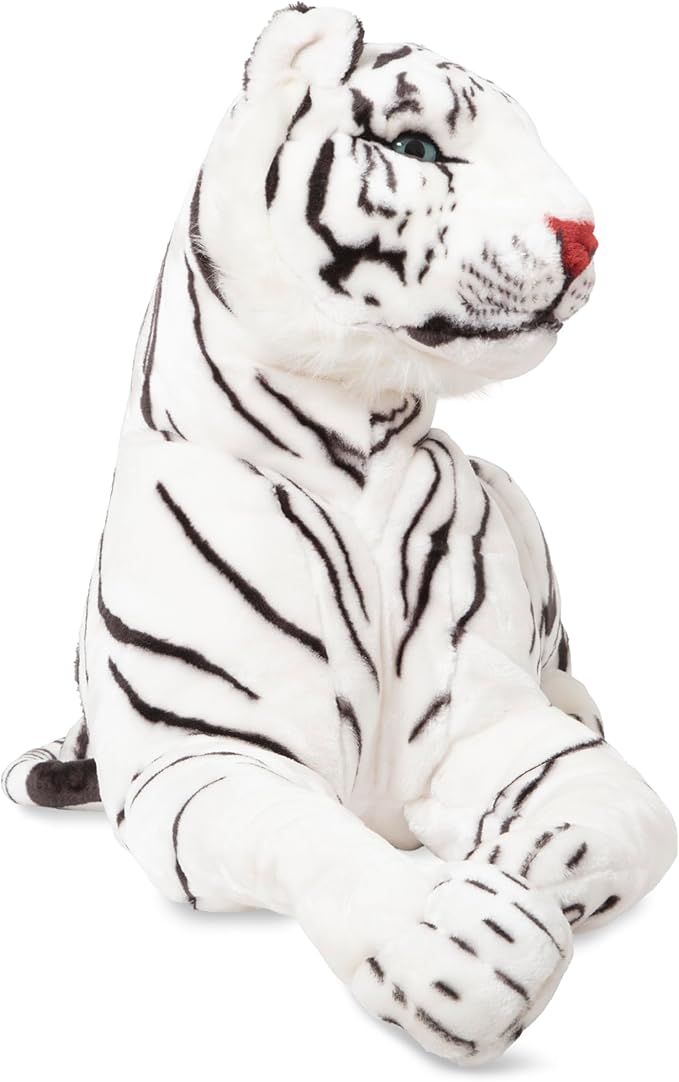 Melissa & Doug Giant Siberian White Tiger - Lifelike Stuffed Animal (over 5 feet long) - Extra Large, Plush Lifesize Tiger For Ages 3+