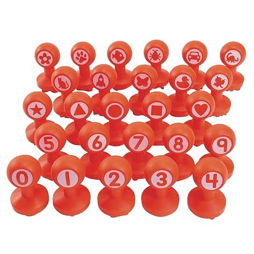 Colorations Easy Grip, Arts & Crafts, Shapes and Numbers Dough Stampers Set of 26 (Item # DOUGHSN)