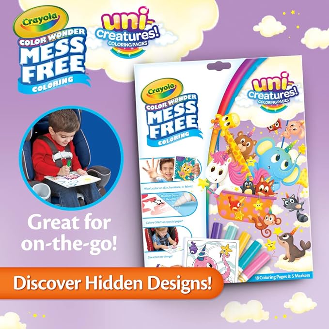 Crayola Color Wonder Unicreatures, Unicorn Mess Free Coloring Pages & Markers, Gift for Kids, Ages 3, 4, 5, 6,