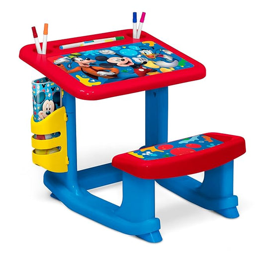 Disney Mickey Mouse Draw and Play Desk by Delta Children – Includes 10 Markers and Coloring Book, Blue