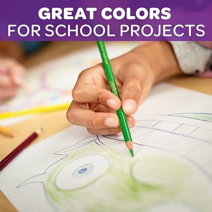 Crayola Colouring Pencils - Assorted Colours (Pack of 12) | A Must-Have for All Kids Arts & Crafts Sets | Ideal for Kids Aged 3+