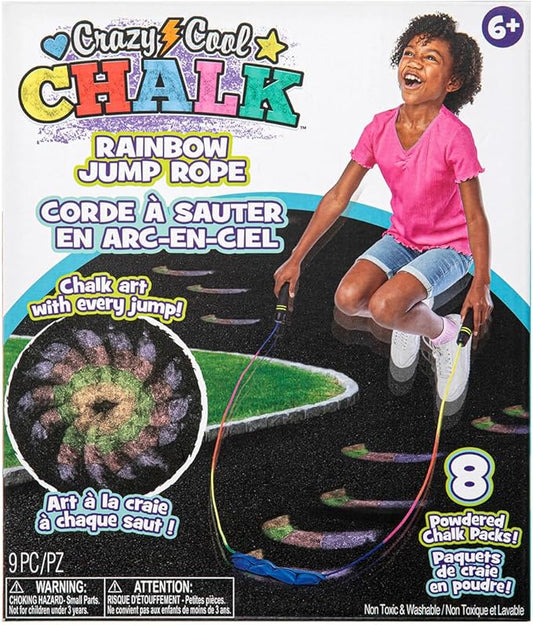 Crazy Cool Chalk - Rainbow Jump Rope - Washable, Giant Chalk for Kids, Perfect for Outdoor Fun and Sidewalk Art
