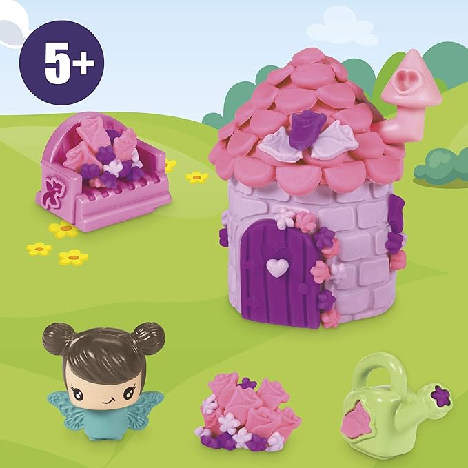 Play-Doh Builder Fairy House Toy Building Kit for Kids 5 Years and Up with 3 Non-Toxic Colors - Easy to Build DIY Craft Set