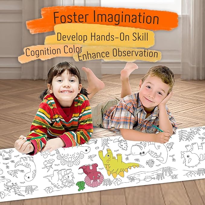 Large Size Coloring Paper Roll for Kids, Toddler Drawing Paper Roll,DIY Sticky Wall Painting Color Filling Paper,Creative Early Educational Toys for Toddlers 120 * 15 Inch (Princess)