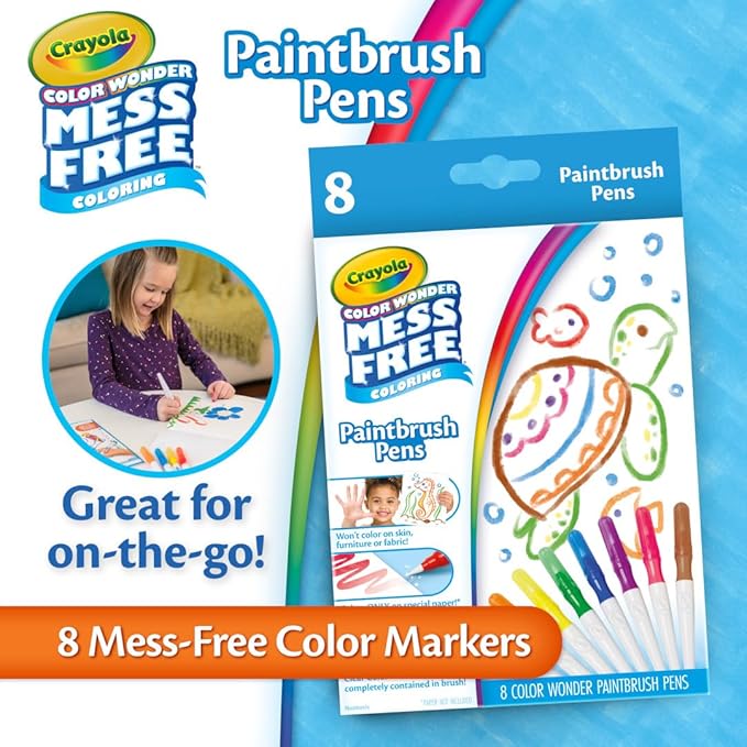 Crayola Color Wonder Paintbrush Pens, Mess Free Paint Set for Kids, 8ct Refill, 3+