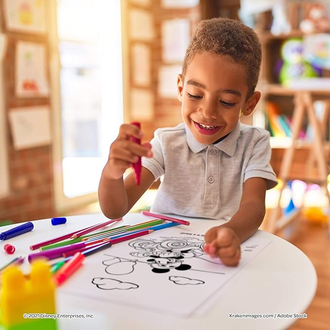 Disney JR 25-Page Shaped Coloring and Activity Book with 3 Character Crayons 49120 Bendon