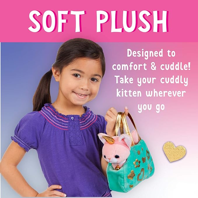 Creativity for Kids Cuddly Kitten Plush Toy - Kitty Stuffed Animal and Pet Carrier Purse , Pink, Small