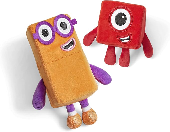 hand2mind Numberblocks One & Two Playful Pals Plush, Numbers for Toddlers, Preschool Math Learning Toys, Stuffed Animal Plushies, Counting Blocks Stuffies, Kids Birthday Gifts, Easter Basket Stuffers