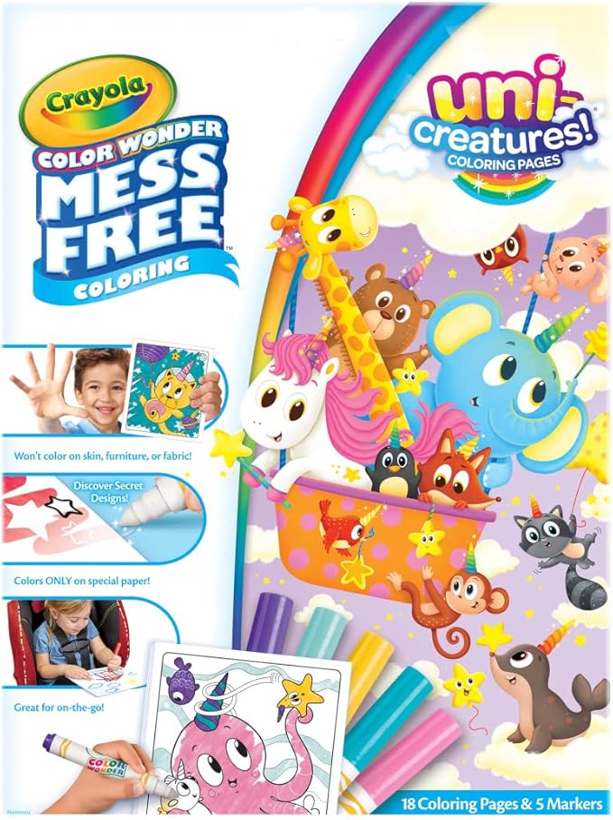 Crayola Color Wonder Unicreatures, Unicorn Mess Free Coloring Pages & Markers, Gift for Kids, Ages 3, 4, 5, 6,