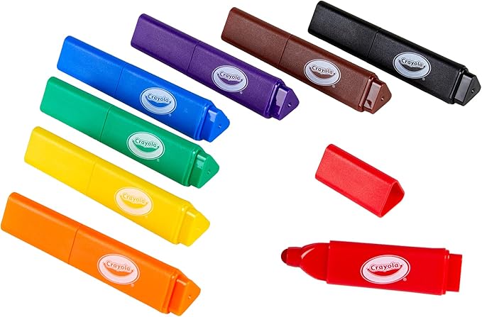 Crayola Triangle Toddler Markers (8ct), Easy Grip Washable Markers for Toddlers, Arts & Crafts Supplies, Coloring Markers for Young Kids