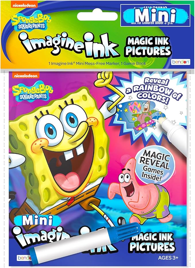 Mess Free Coloring Book Set for Kids Boys - Bundle with 3 Imagine Ink Coloring Books with No Mess Invisible Ink Pens Featuring Sonic the Hedgehog, Power Rangers, Spongebob