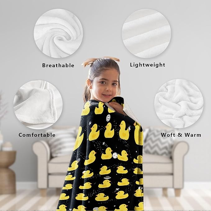 Aparajita Ruddy Duck Adult Duck Blanket Kids Funny Blanket Suitable for Bedroom Living Room Bed Sofa Crib Couch Chair Outdoor All Season Items That Yellow Duck Lovers Will Love 90”×120 ”for Family