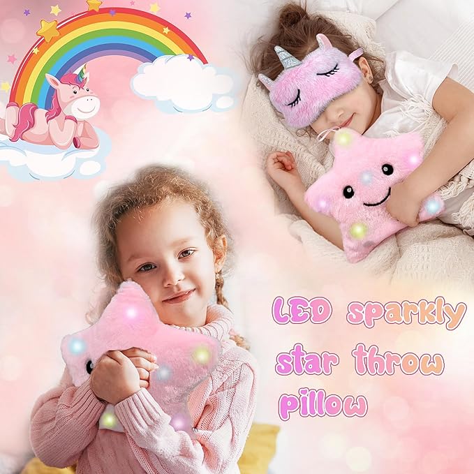 Unicorns Gifts for Girls Toys 6 7 8 9 10 Year Old Tie-Dye Playset Includes Star Stuffed Mirror Diary Eyemask Headband Purse Pen Bracelet and Sock