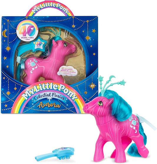 My Little Pony Classics - Celestial Ponies - Aurora - Retro 4" Collectible Play Figure, Great for Kids, Toddlers, Adults, Girls and Boys Ages 3+