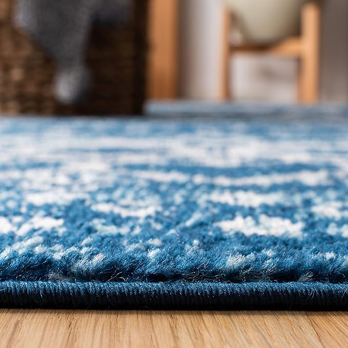 SAFAVIEH Amsterdam Collection Runner Rug - 2'3" x 16', Navy & Beige, Moroccan Boho Design, Non-Shedding & Easy Care, Ideal for High Traffic Areas in Living Room, Bedroom (AMS108N)