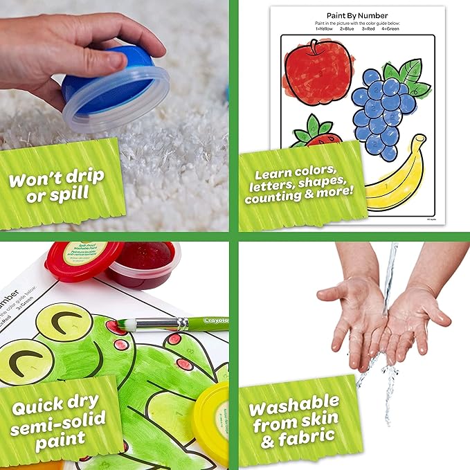 Crayola Spill Proof Paint Set, Washable Paint for Kids, Ages 3, 4, 5, 6