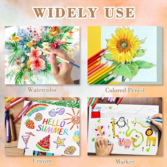 50PCS 5x7 Watercolor Paper Bulk, 140lb/300g Cold Press Thick Water Color Paper Pad for Kid Child Adult, White Art Paper for Drawing Painting Markers Gouache, Textured Cotton Paper Sheets