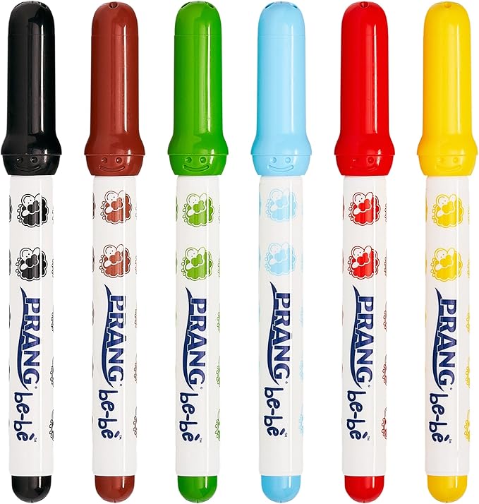 PRANG be-be Jumbo Art Markers for Small Children, Washable, Assorted Colors, 6-Pack (73106)