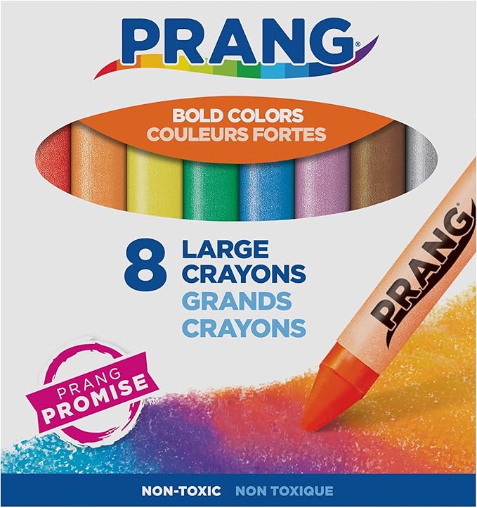 Prang Crayons, Assorted Colors, Large Size, 8 Count