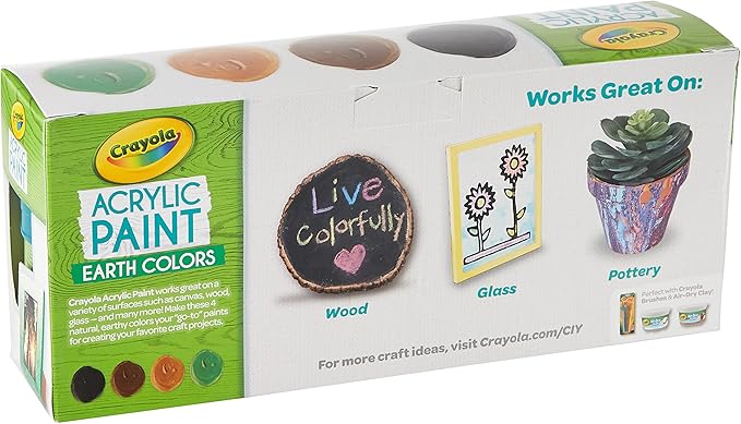 Crayola Paint Set in Earth Tones, Multi-Surface Craft Paints, Painting Supplies, 4ct
