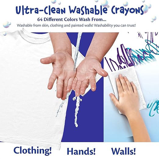 Crayola Ultra Clean Washable Crayons, Large Crayons for Toddlers, 16 Count, Gifts for Kids