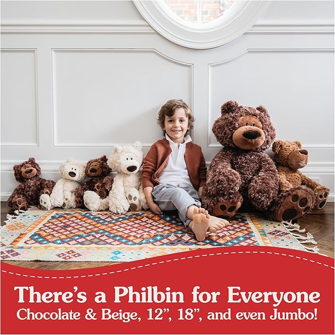 GUND Philbin Classic Teddy Bear, Premium Stuffed Animal for Ages 1 and Up, Chocolate Brown, 18”