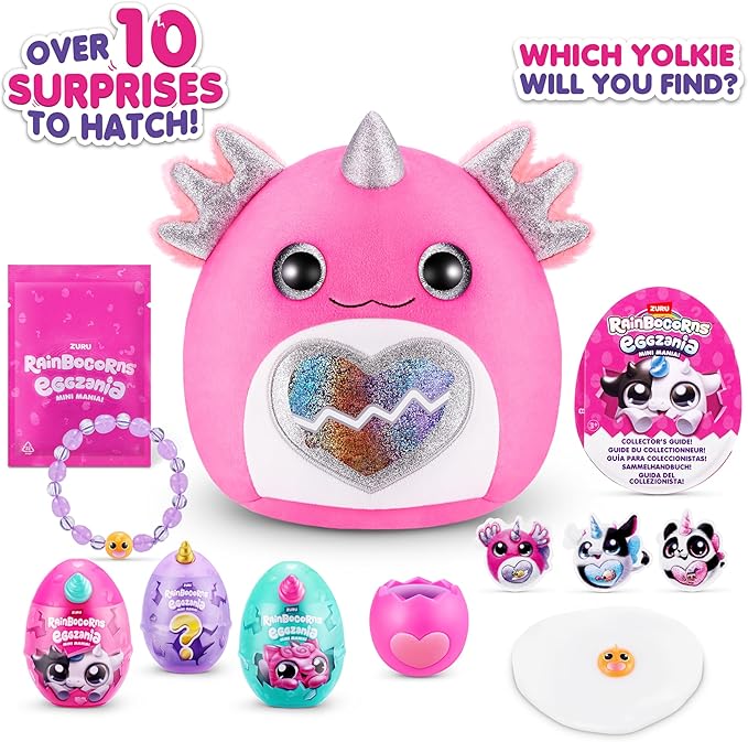 Rainbocorns Eggzania Mini Mania Axolotl Plush Surprise Unboxing with Animal Soft Toy, Idea for Girls with Imaginary Play by ZURU