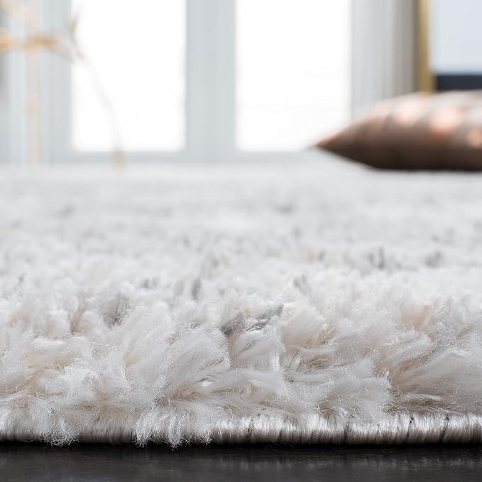 SAFAVIEH Berber Shag Collection Runner Rug - 2' x 20', Ivory & Beige, Modern Abstract Design, Non-Shedding & Easy Care, 1.2-inch Thick Ideal for High Traffic Areas in Living Room, Bedroom (BER272A)