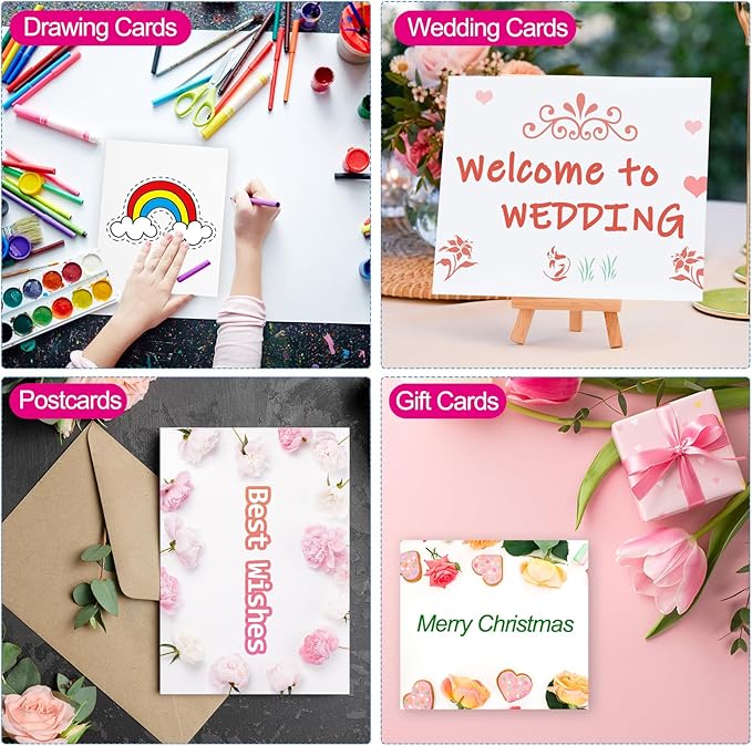 PATIKIL 100 Sets Pure Cotton Watercolor Cards 140lb/300 GSM Postcards with Envelopes for Art Painting Creative Thank Notes, 5x7 Inch