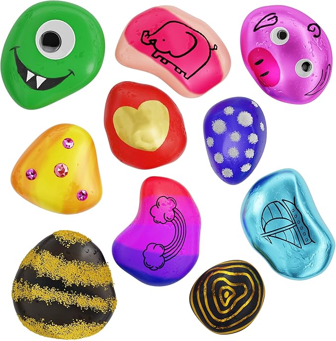 Dan&Darci Rock Painting Kit for Kids - Arts and Crafts for Girls & Boys Ages 6-12 - Easter Craft Kits Art Set - Supplies for Rocks Paint - Best Tween Gift Ideas for Kid Activities Age 6 7 8 9 10 11