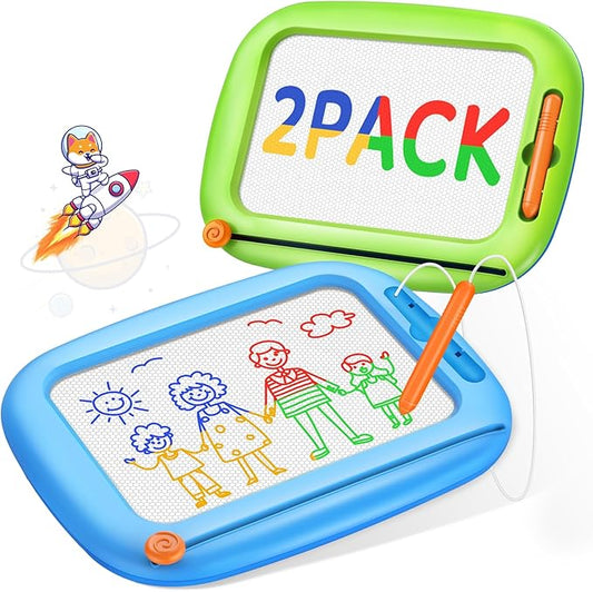 Officygnet 2 Pack Magnetic Drawing Board, Toddler Toys Ages 1-2 & 2-3 Boys Girls, Doodle Board Pad Learning and Educational Toys for 1 2 3 Year Old, Christmas Birthday Gifts for Baby Kids