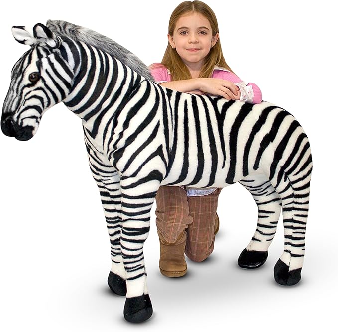 Melissa & Doug Giant Striped Zebra - Lifelike Stuffed Animal (nearly 3 feet tall)