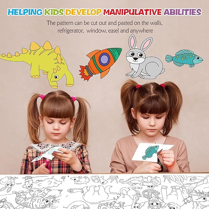 Large Size Coloring Paper Roll for Kids, Toddler Drawing Paper Roll,DIY Sticky Wall Painting Color Filling Paper,Creative Early Educational Toys for Toddlers 120 * 15 Inch (Princess)