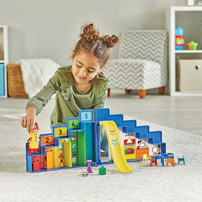 hand2mind Numberblocks Step Squad Mission Headquarters, Play Figure Playsets, Toddler Play House Toys, Action Figure Playset, Number Toys, Toy Figures, Math Toys for Kids 3-5, Birthday Gifts for Kids