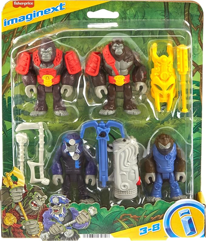 Fisher-Price Imaginext Preschool Toys Boss Level Army Pack 9-Piece Monkey & Gorilla Figure Set for Pretend Play Ages 3+ Years (Pack of 2)