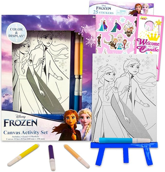 Disney Frozen Canvas Art Set Frozen Activity Set - Frozen Paint Canvas Bundle with Frozen Stickers, More | Frozen Arts and Crafts for Girls, Kids