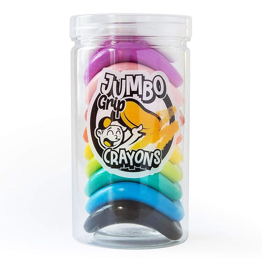 Suck UK Jumbo Grip Colouring Crayons | Toddler Crayons | Non Toxic & Washable | First Art Set | Chunky Crayons | Baby Colouring Set | Pack of 10 Jumbo Crayons