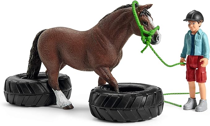 Schleich Farm World, Horse Toys for Kids, Pony Agility Race Playset with Horse Figurines and Accessories 22-piece set, Ages 3+