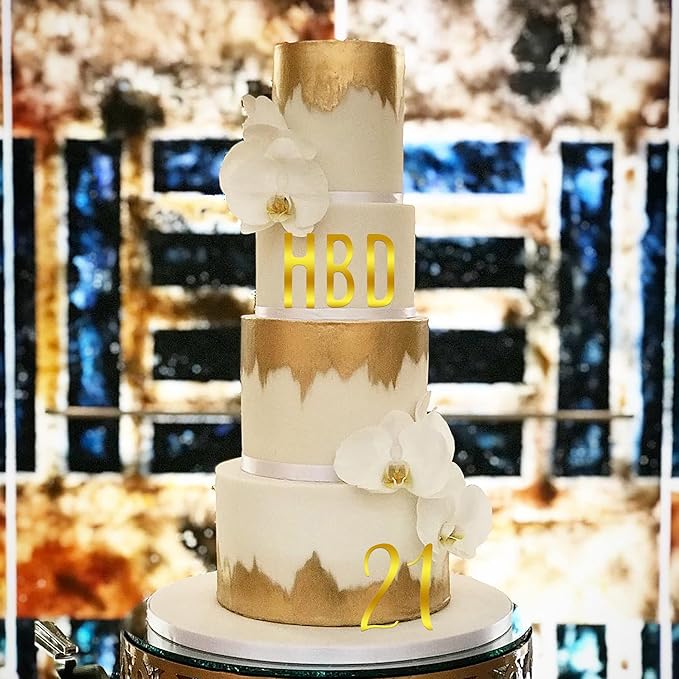 DRWATE Cake Topper Acrylic Number & Letter Picks with Mirrored Gold Finish, 62 Pcs Set for Wedding, Birthday, Party Decorations