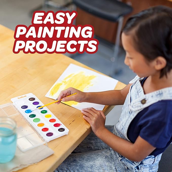 Crayola Watercolor Mixing Set with Taklon Paint Brush, 8 Paint Colors