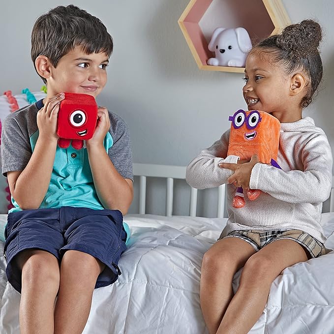 hand2mind Numberblocks One & Two Playful Pals Plush, Numbers for Toddlers, Preschool Math Learning Toys, Stuffed Animal Plushies, Counting Blocks Stuffies, Kids Birthday Gifts, Easter Basket Stuffers
