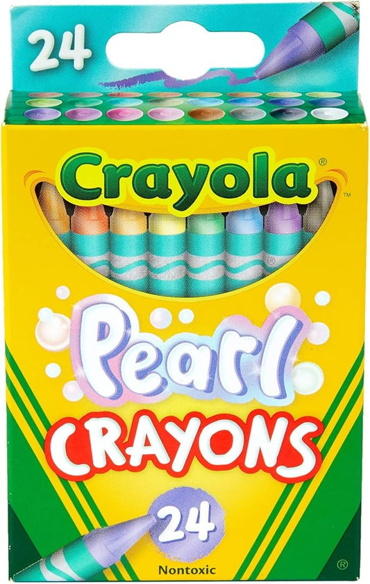 Crayola Pearl Crayons, Pearlescent Colors, 24 Count, Coloring Supplies, Gift for Kids, Ages 3, 4, 5, 6