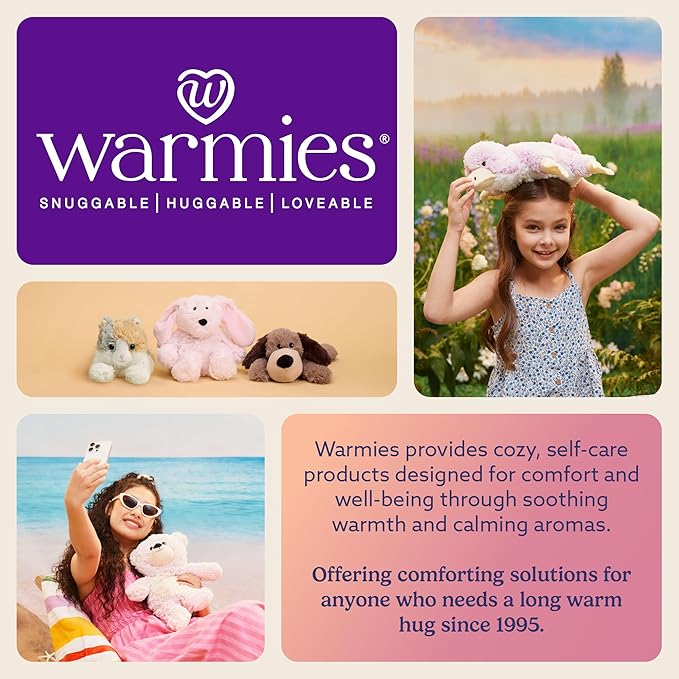 warmies Microwavable & Weighted Stuffed Animals, Black & White Cow - Heated Stuffed Animal Plushie for Warmth & Comfort - Cute Soft Plush Toys for Boys, Girls, Babies & Toddlers