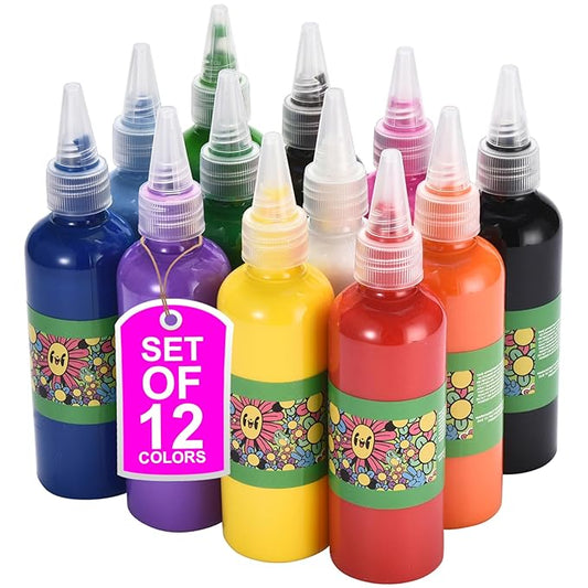 Neliblu Watercolor Paint Set for Kids - Pack of 12 Washable Kids Painting Set with 12 Vibrant Colors - Ideal for Home, Classroom, and Art Parties - Includes Paintbrush for Creative Fun on the Go