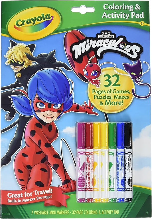 Crayola Coloring & Activity Pad, Disney Miraculous, 32 Coloring Pages & 7 Markers, Gift
