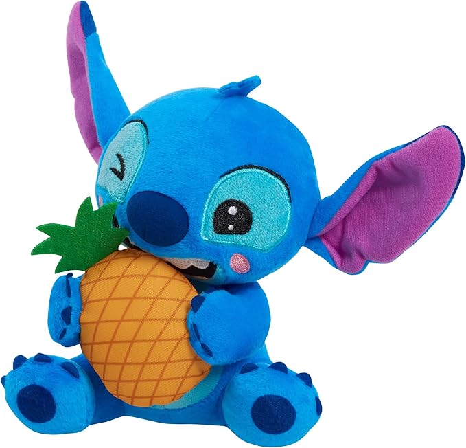 Disney Stitch Small Plush Stitch and Pineapple, Stuffed Animal, Blue, Alien, Kids Toys for Ages 2 Up by Just Play