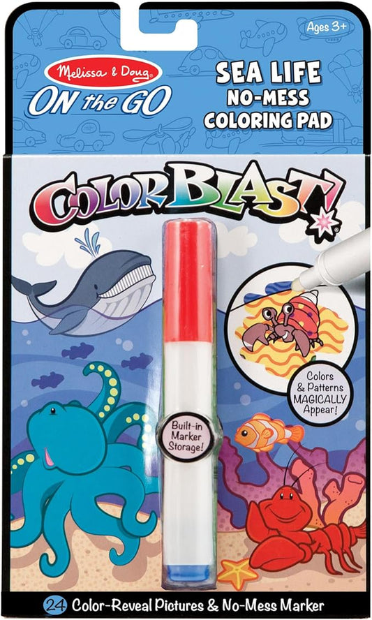 Melissa & Doug On the Go ColorBlast! Activity Book: Sea Life - 24 Pictures and No-Mess Pen - FSC Certified