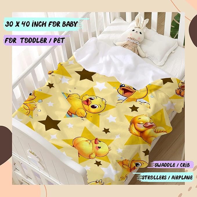 Aparajita Yellow Star Ducks Adult Duck Blanket Kids Funny Blanket Suitable for Bedroom Bed Sofa Crib Couch Chair Outdoor All Season Items That Yellow Duck Lovers Will Love 40"x30"for Pets